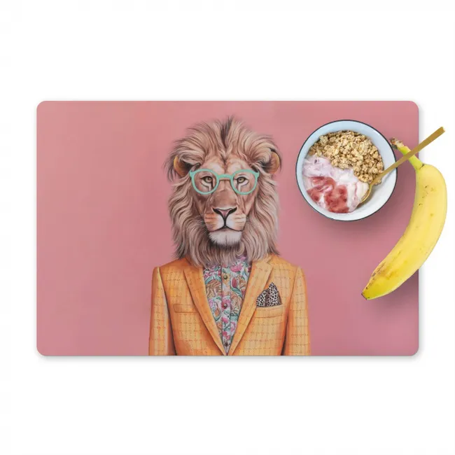 Leeuw - Pak - Geruit - Bril Placemat vinyl groot -zzzproduct_Kitchenyeah-website