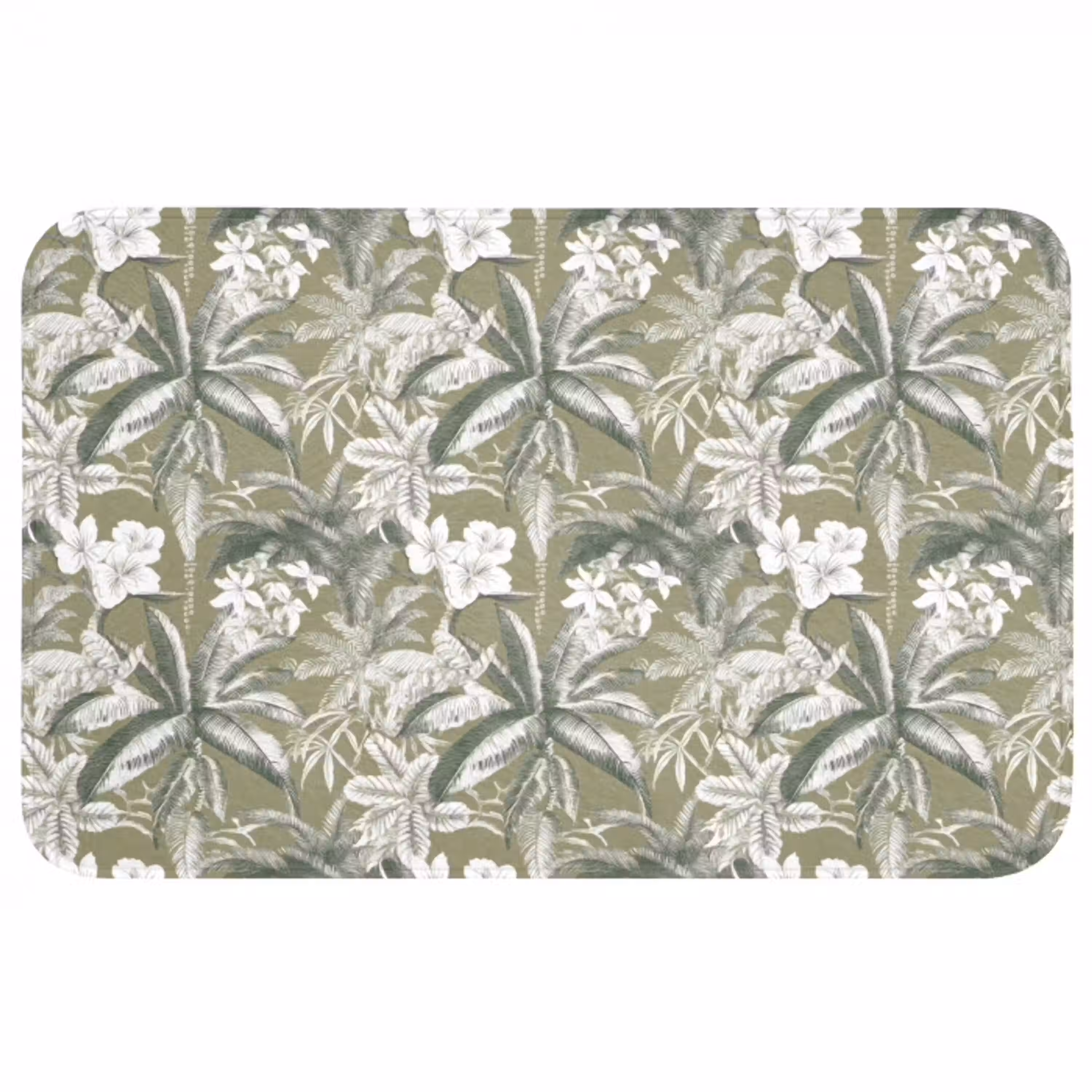 Botanisch - Bloemen - Groen Badmat middel 997 -3d