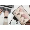 Wereldkaart - Roze - Bloemen laptophoes neopreen klein -bureau