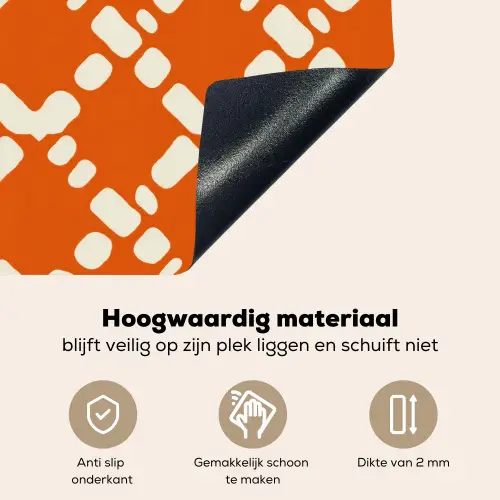 Oranje - Ruitpatroon - Wit Inductie beschemer met haakjes klein 777 -ky-onderkant-nl