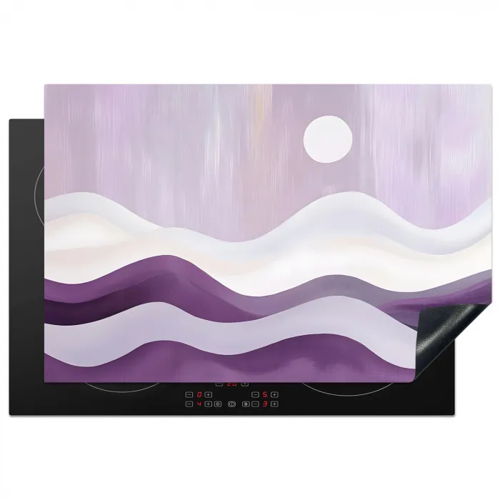 Golven - Heuvels - Abstract - Paars Inductie beschermer vinyl 3mm klein -3d