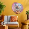 Pink - City - Bloemen Wandcirkel Organisch Aluminium middel -sfeer4