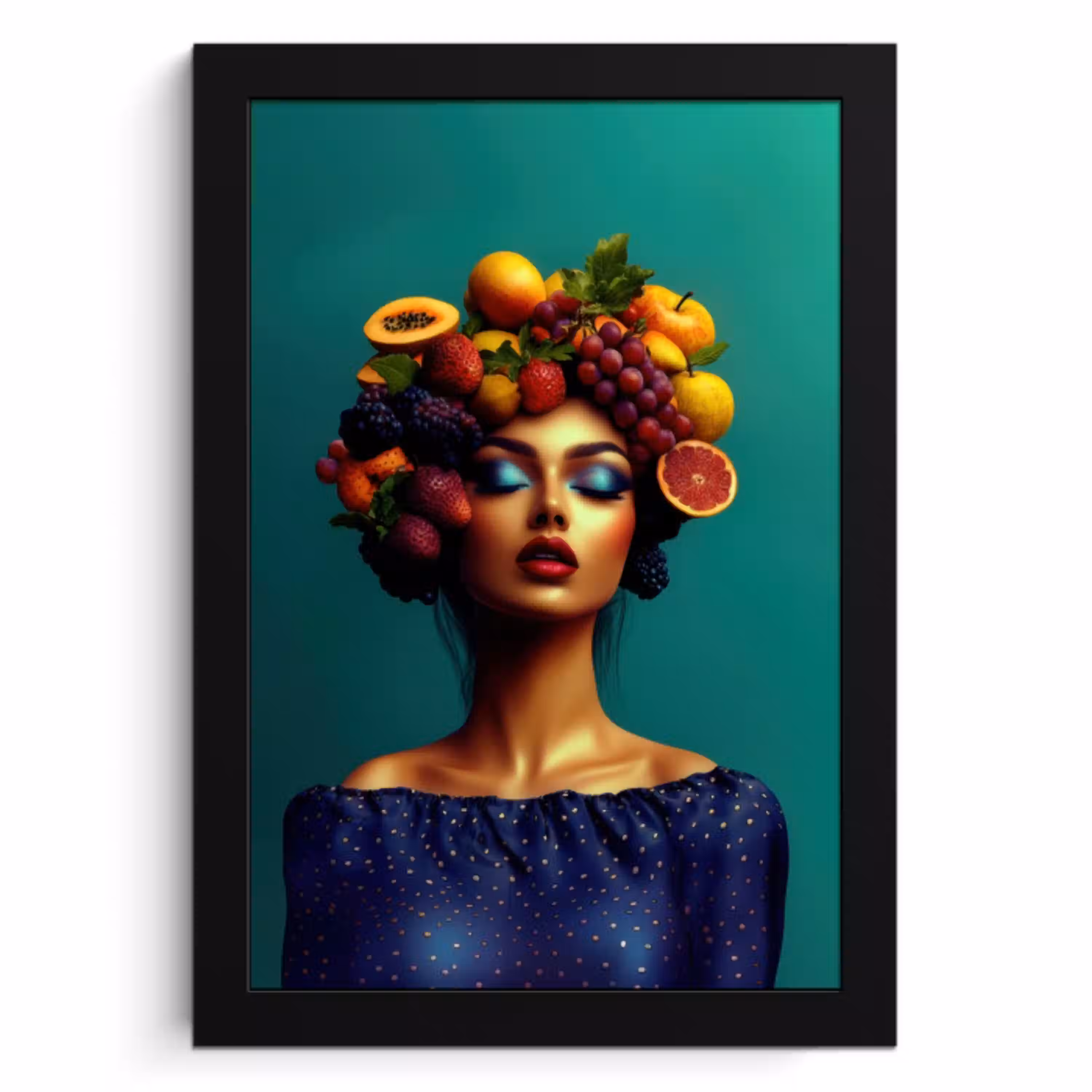 Vrouw - Hoodtooi - Tropisch - Fruit - Druiven KitchenYeah - Keuken - Fotolijst klein -3d