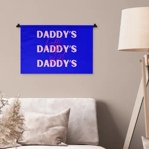 Blauw - Daddy's - Blokletters Wandkleed katoen klein -sfeer4