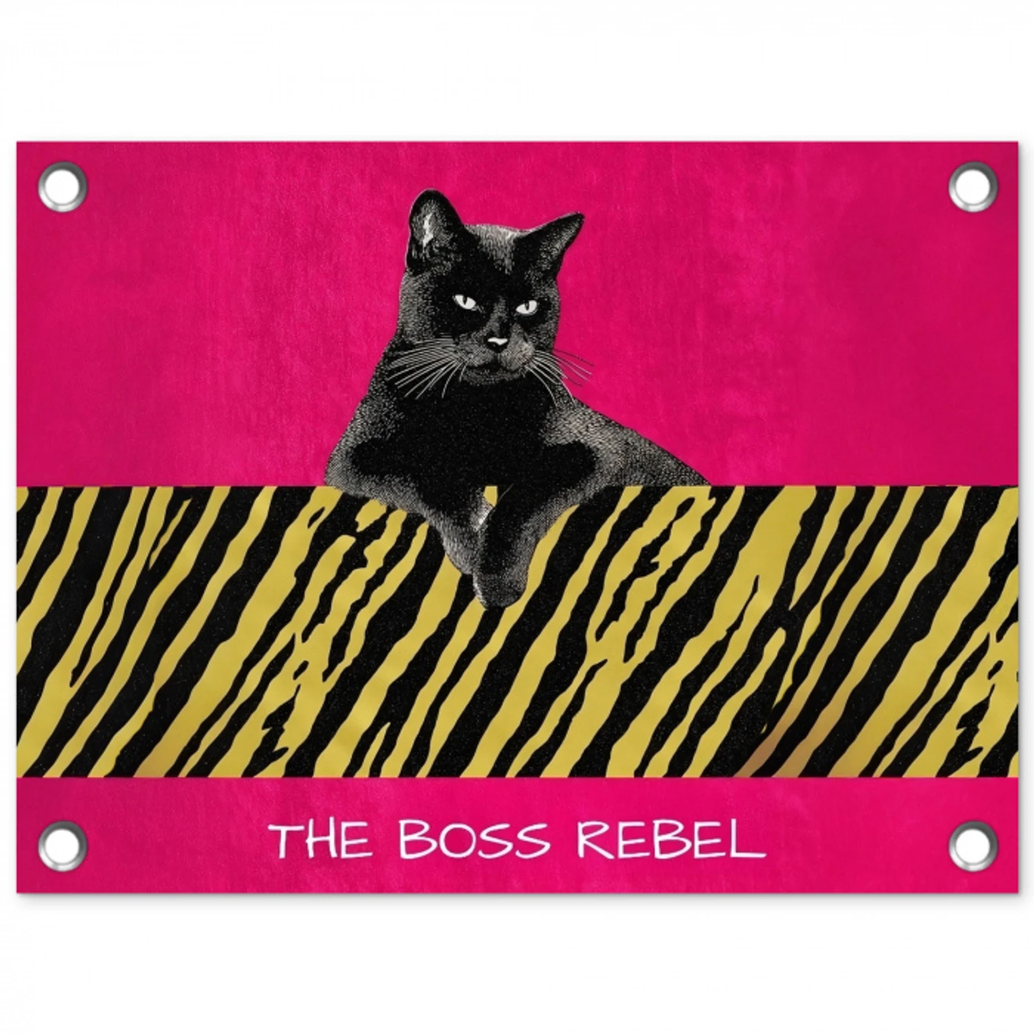 Kat - Baas - Roze - Tijgerprint tuinposter los doek klein -3d