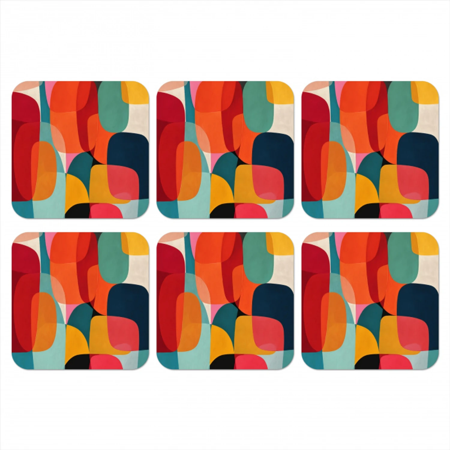 Vormen - Kleurrijk - Abstract - Vlakken onderzetter kurk middel -3d