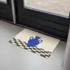 Vaas - Blauw - Geblokt - Modern Deurmat klein -sfeer2