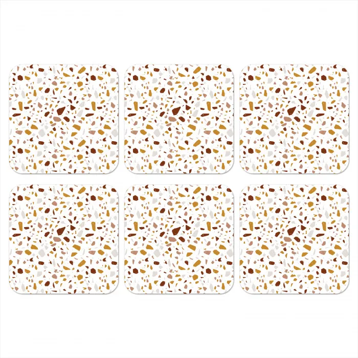 Terrazzo -  Patroon - Wit - Urban onderzetter kurk middel 366 -3d