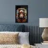 Chimpansee - Aap - dieren - Graffiti - Bril - Koptelefoon - Kleuren fotolijst zwart zonder passe partout klein -sfeer3