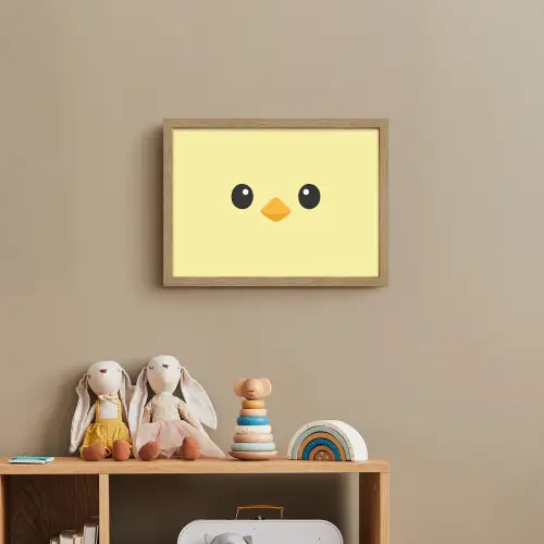 Kuiken - Vrolijk - Geel - Minimalistisch Light Box met batterij (Wandlamp kind) middel -sfeer2_kind