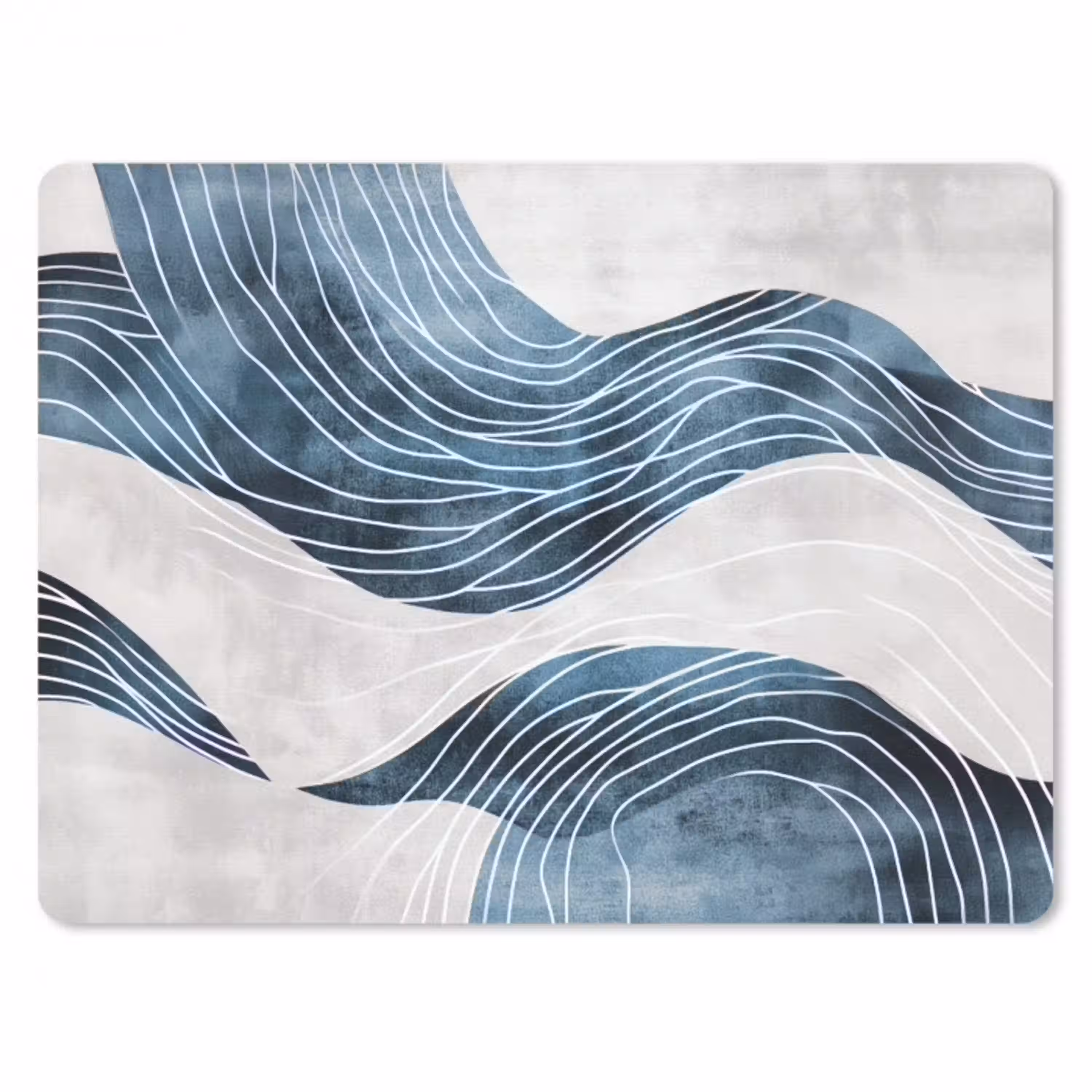 Lijnen - Golven - Abstract - Blauw muismat rubber klein -3d