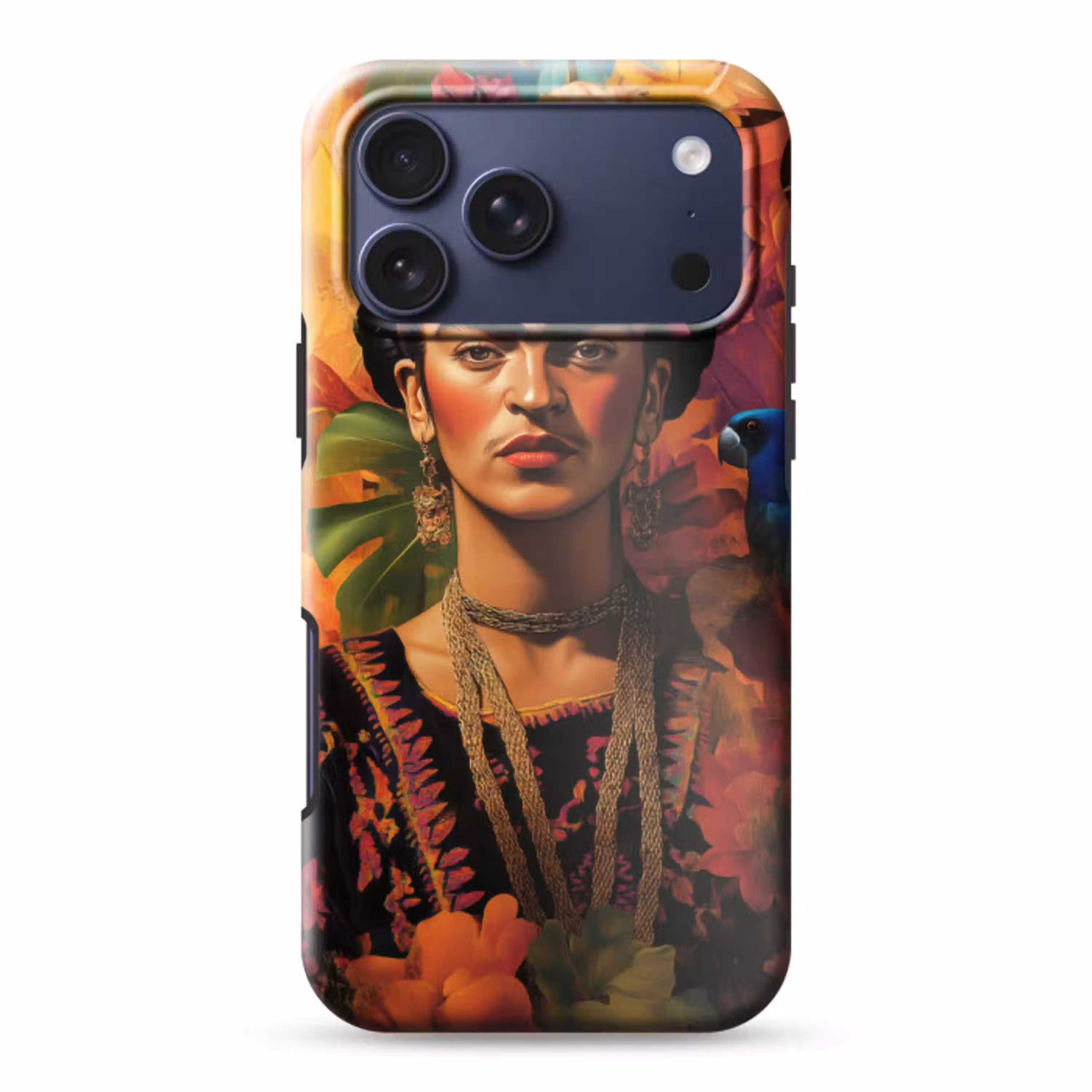 Vrouw - Bloemen - Papegaai - Schilderachtig Toughcase MagSafe Apple iPhone 17 Pro Max klein -3d