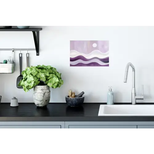 Golven - Heuvels - Abstract - Paars Muursticker klein -keuken