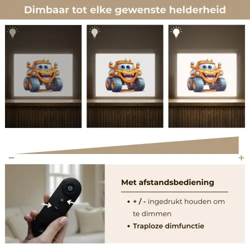 Auto - Oranje - Jongen - Kind Light Box met batterij (Wandlamp kind) middel -USP_dimbaarNL
