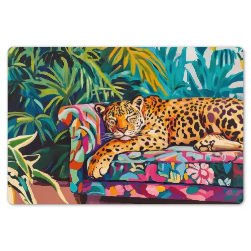 Luipaard - Kleurrijk - Tropisch Placemat vinyl groot -zzsfeer1_Kitchenyeah-website