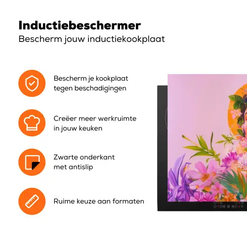 Vrouw - Abstract - Cirkel - Bloemen Inductie beschermer vinyl 3mm klein -zzzzzzz-td-ups