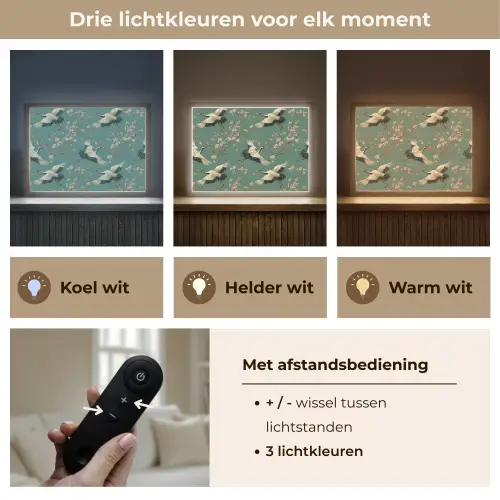 Kersenbloesem - Kraamvogels - Groen Light Box met batterij (Wandlamp) middel 907 -USP_lichtkleurNL