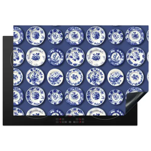 Borden - Floraal - Blauw Inductie beschermer vinyl 3mm klein 276 -3d