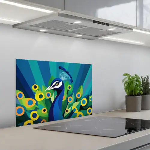 Pauw - Cirkels - Blauw keuken achterwand spatscherm klein -3d_schuin