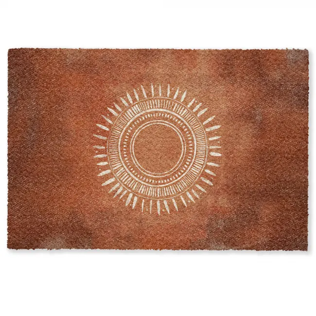 Fußmatte - Abstrakt - Linien - Sonnenstrahlen - Rötlichbraun