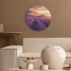 Lavendelveld - Zonsondergang - Paars Akoestische PET Vilt - Rond klein -sfeer1