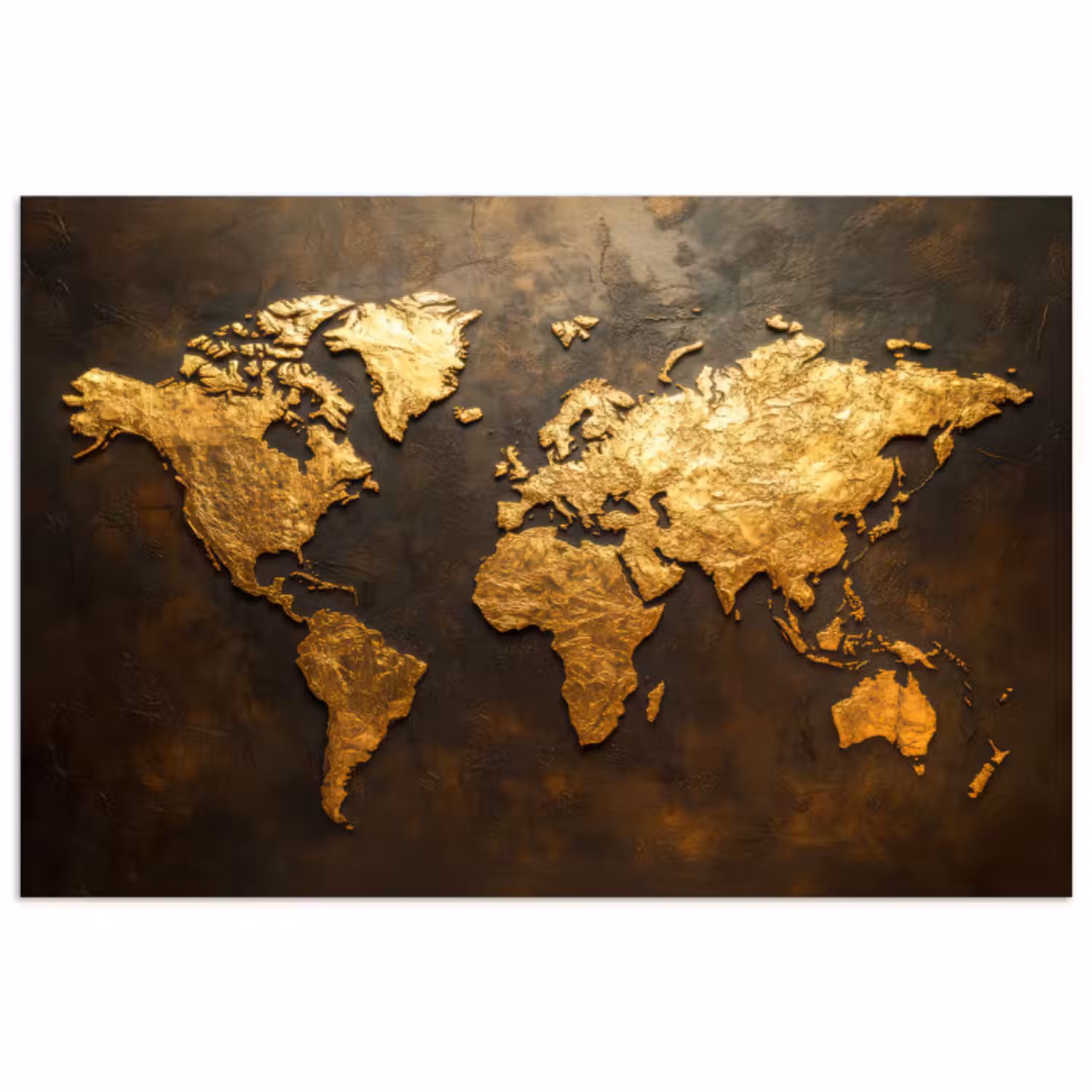 Poster - Weltkarte - Gold - Rost