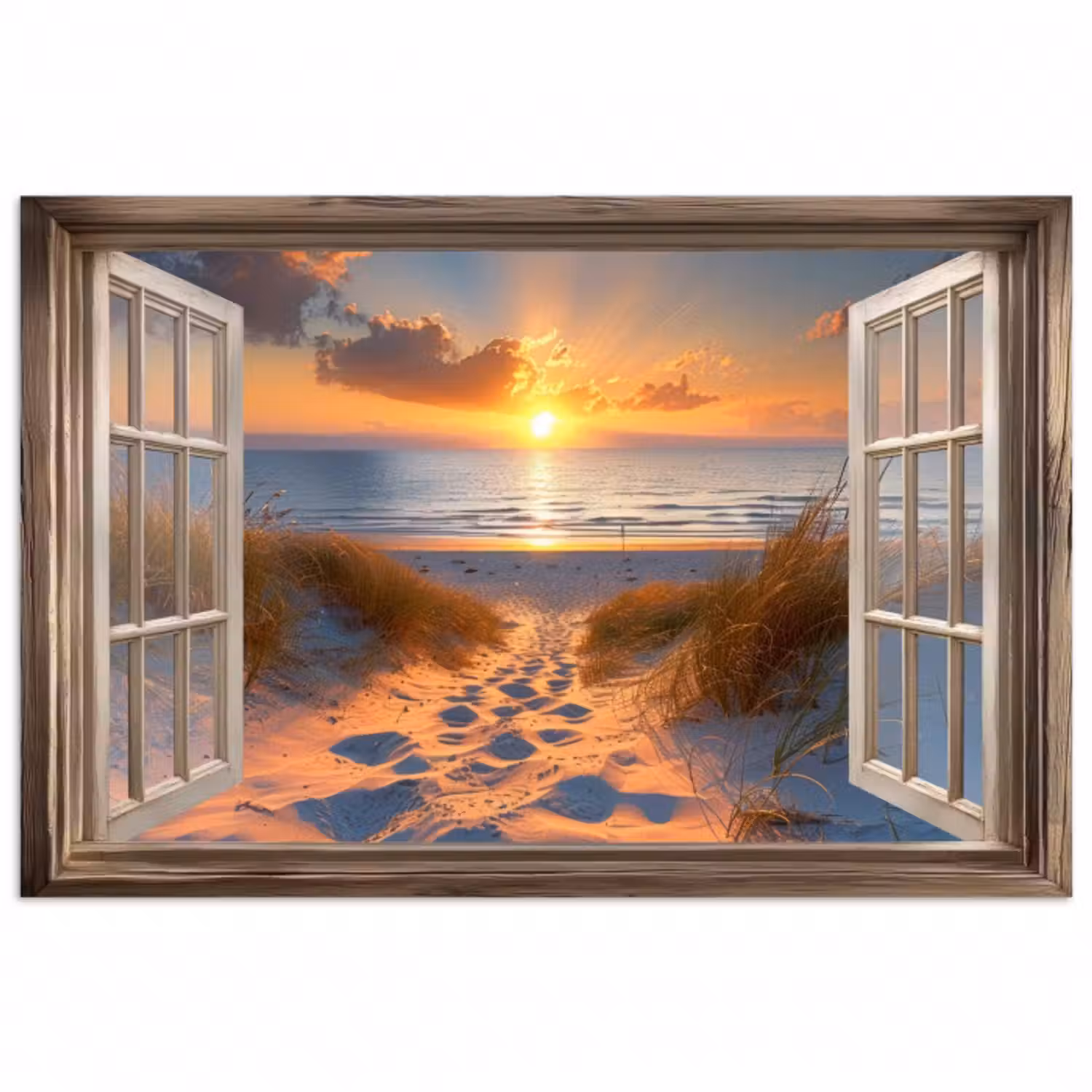 Poster - Durchblick - Strand - Dünen - Sonnenuntergang