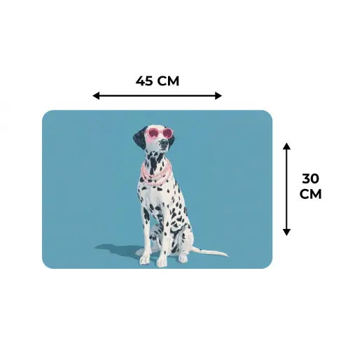 Dalmatiër - Zonnebril - Blauw Placemat vinyl groot -specs