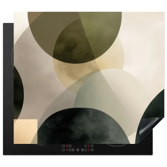 Inductiebeschermer - Vlakken - Abstract - Beige - Cirkels