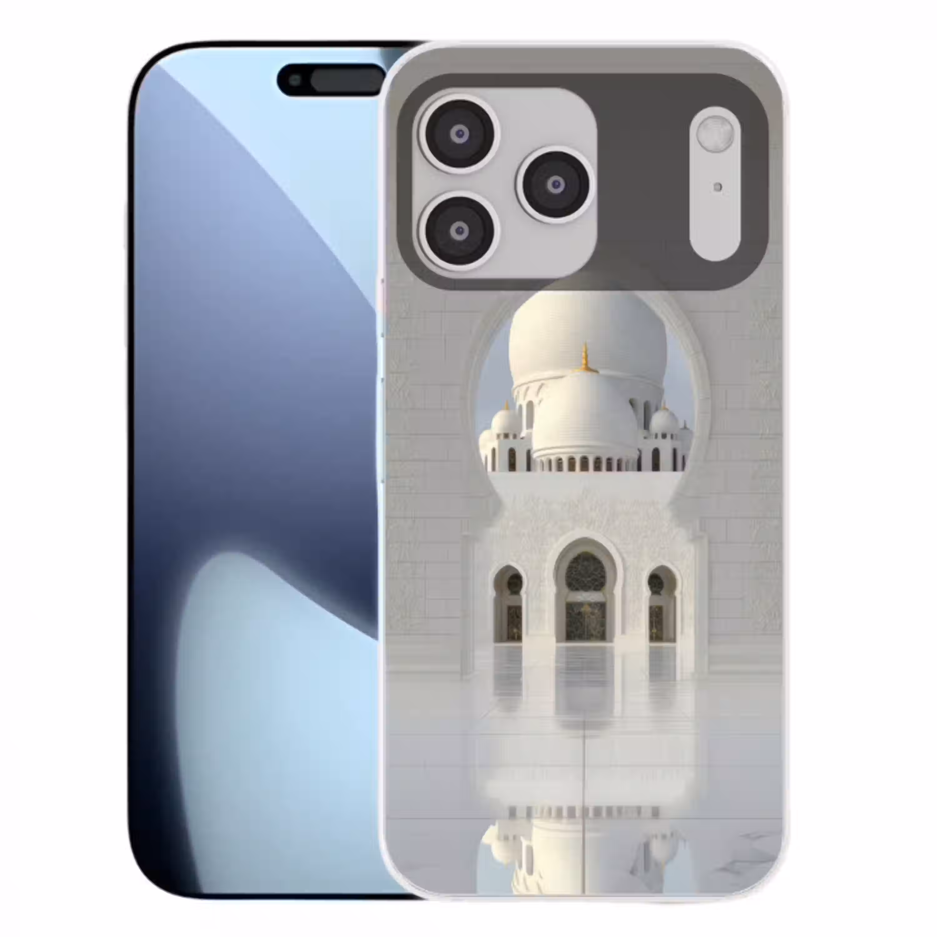 Witte koepel - Gouden Details - Moskee Telefoonhoesje iPhone 17 Pro Max klein -3d
