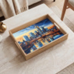 Zonsondergang Frankfurt - Stad - Skyline - Water Dienblad Rechthoek middel -sfeer1