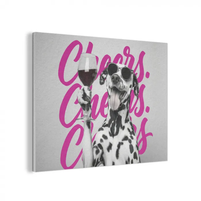 Cheers - Hond - Roze - Wijn PET vilt klein -3d
