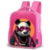 Panda met Koptelefoon, Zonnebril en Gouden Ketting Kinderrugzak - Roze middel -schuin