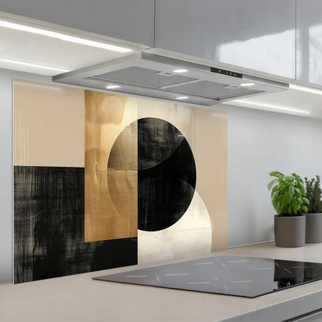 Spritzschutz Küche - Abstrakt - Gold - Schwarz - Kunst