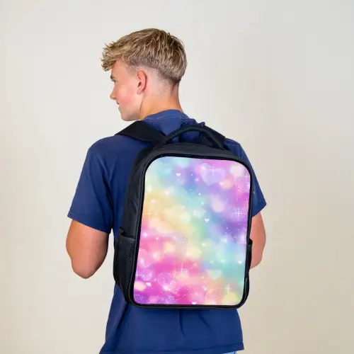 Licht - Regenboog - Hartjes Rugzak - Zwart middel -sfeer8