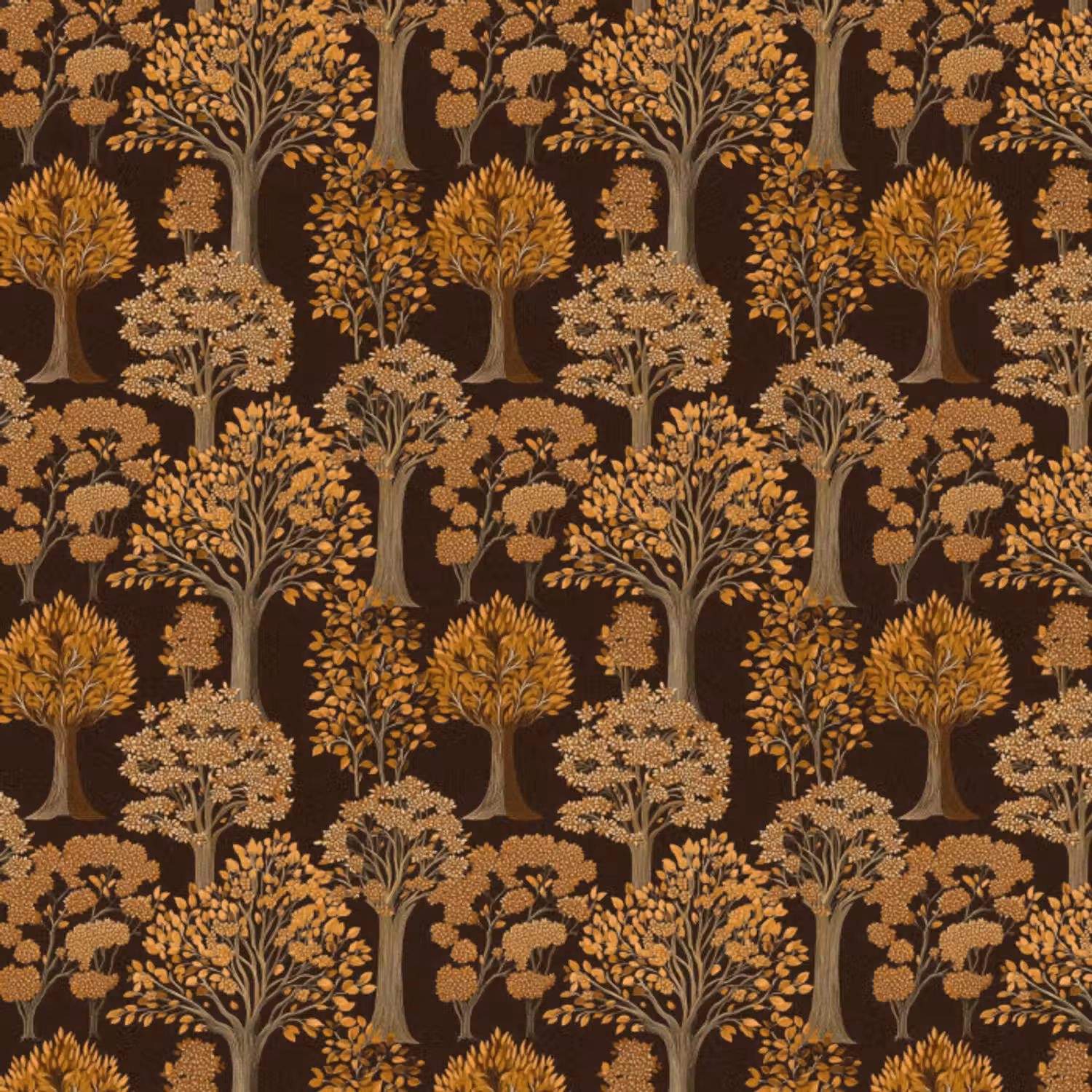 Behang - Bomen - Patroon - Bruin