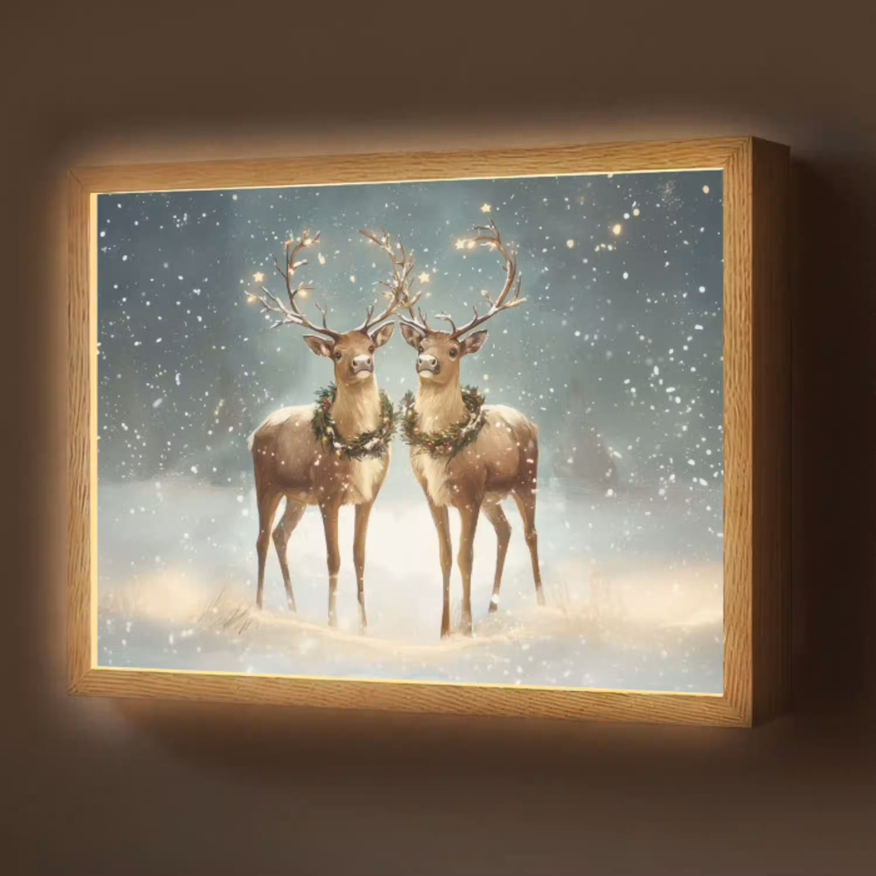 Kerstmagie - Winterwoud - Rendier Light Box met batterij (Wandlamp) middel -z3d_website