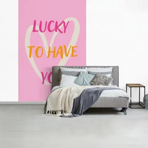 Lucky - Love - Valentijn - Roze fotobehang vinyl groot -slaapkamer