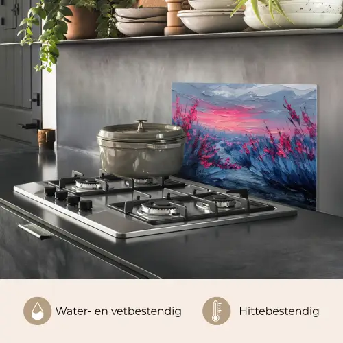 Schilderij - Zonsondergang - Bloemen - Rivier keuken achterwand spatscherm klein -usp_NL