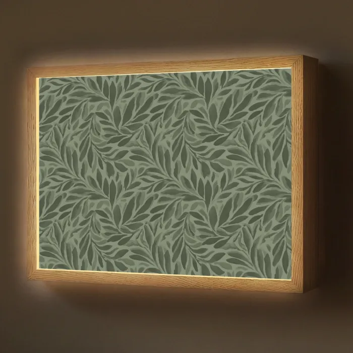 Bladeren - Organisch - Groen Light Box met batterij (Wandlamp) middel 907 -z3d_website