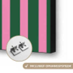 Verticale strepen - Groen - Roze Textielframe zwart klein 947 -USP_ophangsysteemNL