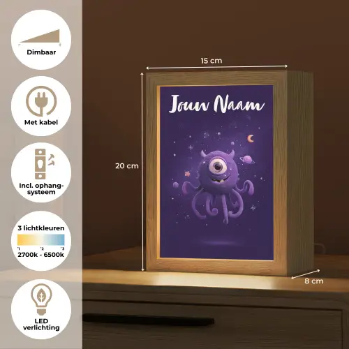 Monster - Paars - Ruimte Light Box met kabel (Kinderlampje) klein -USP_NL