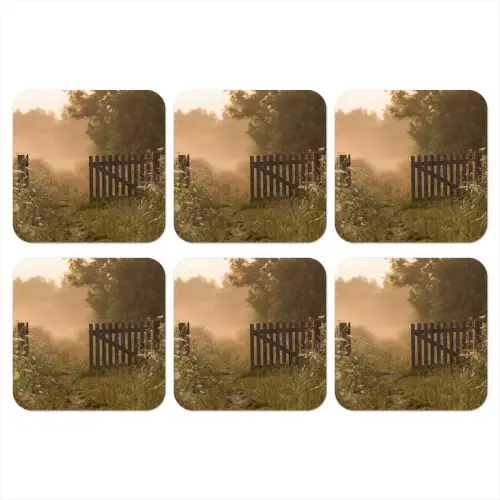 Hek - Natuur - Mist - Veld onderzetter kurk middel -3d
