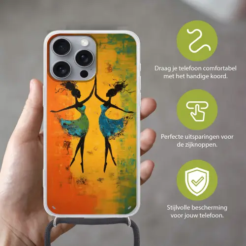 Dansen - Vrouwen - Verfstructuur Hoesje iPhone 16 Pro Max met koord klein -sfeer2_NL