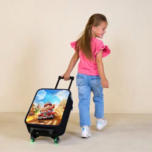 Auto door de stad Kinderkoffer - Zwart klein -sfeer1