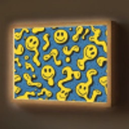 Smileys - Geel - Blauw Light Box met batterij (Wandlamp) middel -z3d_website