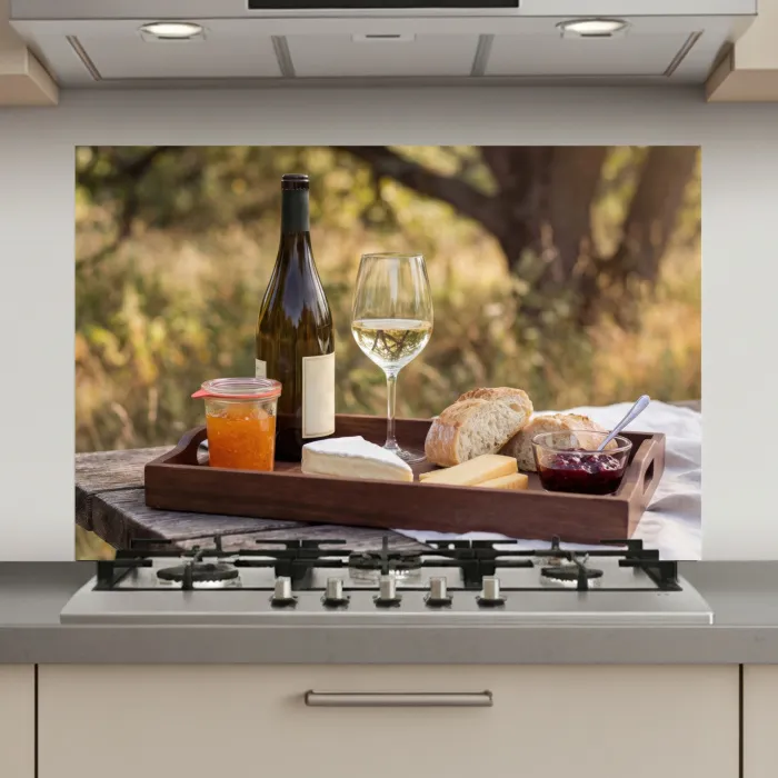 Picknick - Wijn - Kaasplankje keuken achterwand spatscherm klein -3d_website