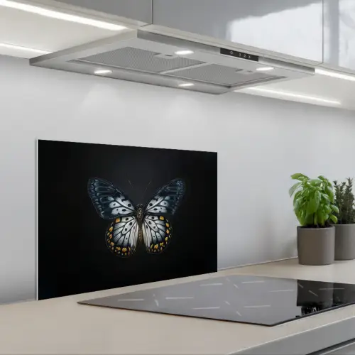 Vlinder - Monochroom - Balans keuken achterwand spatscherm klein -3d_schuin