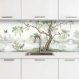 Reiger - Landschap - Groen keuken achterwand 2 middel -3d