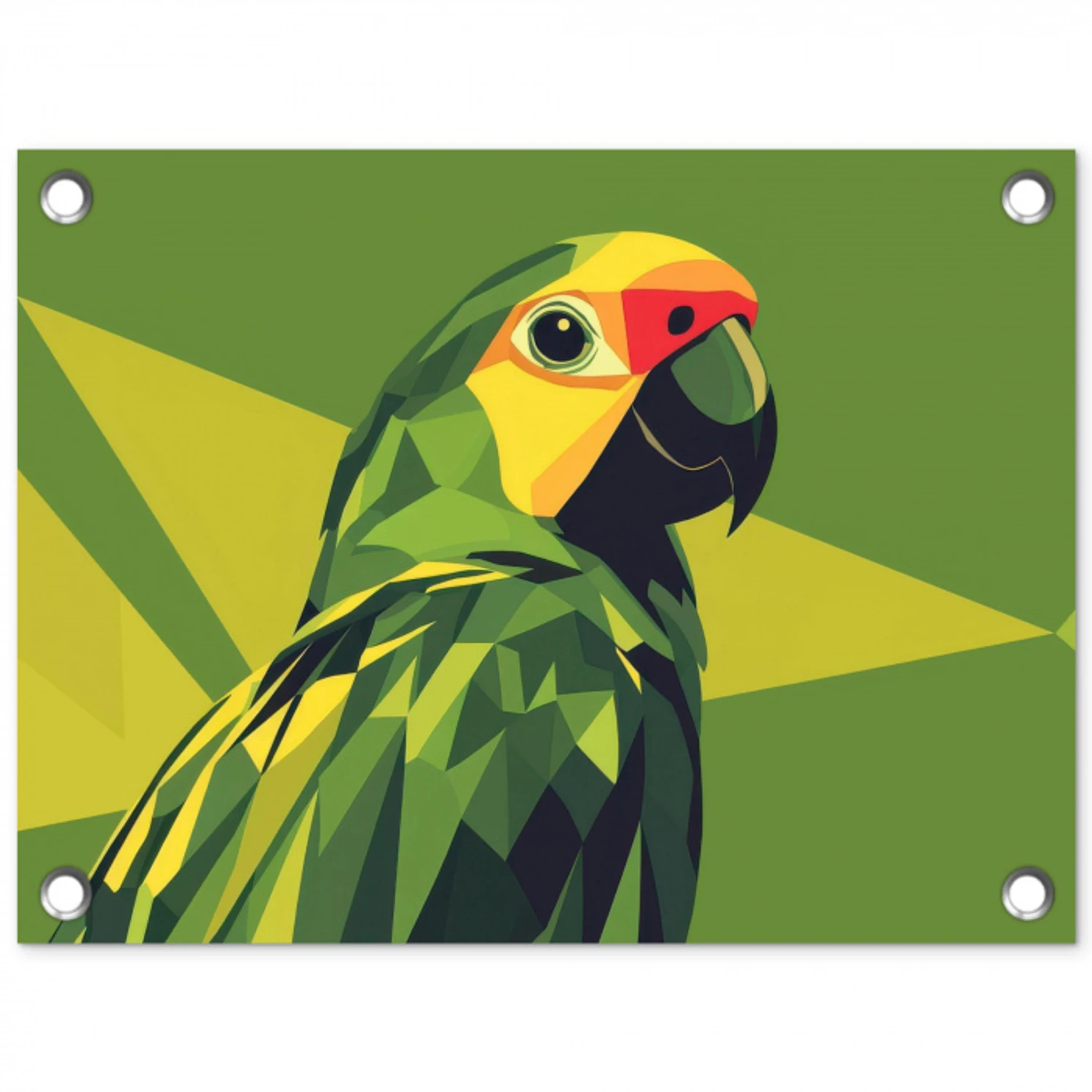 Papegaai - Groen - Snavel - Abstract tuinposter los doek klein -3d